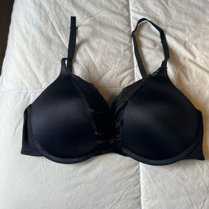 Black Padded Push-up Bra with crisscross front